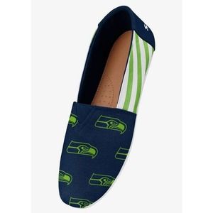 FOCO NFL Football Women's Seattle Seahawks Canvas Slip‎ On Shoe New with Tags